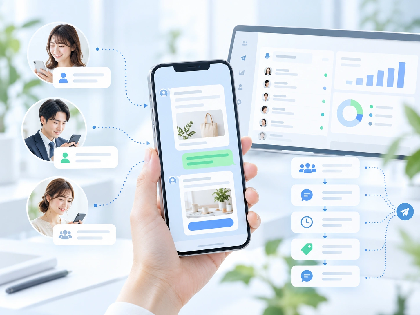 LINEマーケティングの配信・顧客管理イメージ